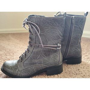 Soda Gray Marbled Zip Up Combat Boot Shoe